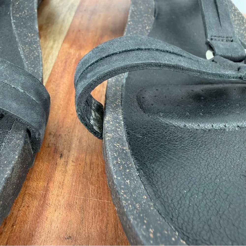 Teva Black‎ 1015121 Ysidro Wedge Leather Sandals sz 11